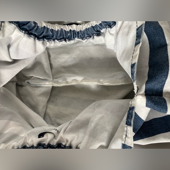 Abercrombie & Fitch Vintage Y2K Canvas Tote Hobo Beach Bag Blue & White Striped - Picture 7 of 7